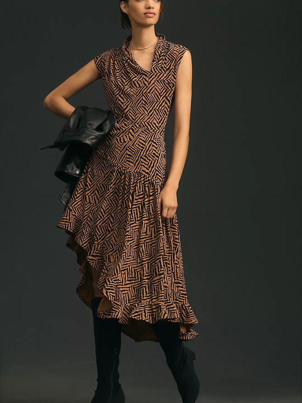 By Anthropologie Asymmetrical Knit Slim Midi Dress - Size M - Like New!